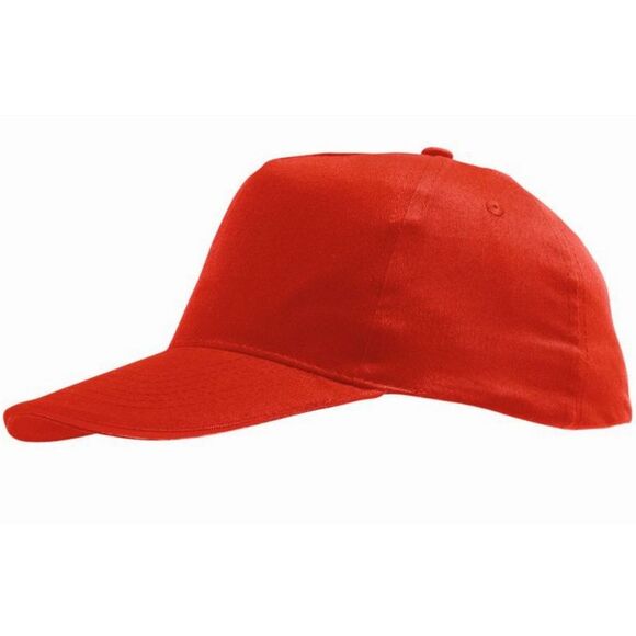 SOLS Unisex Sunny 5 Panel Baseball Cap / Red - Picture 2 of 5